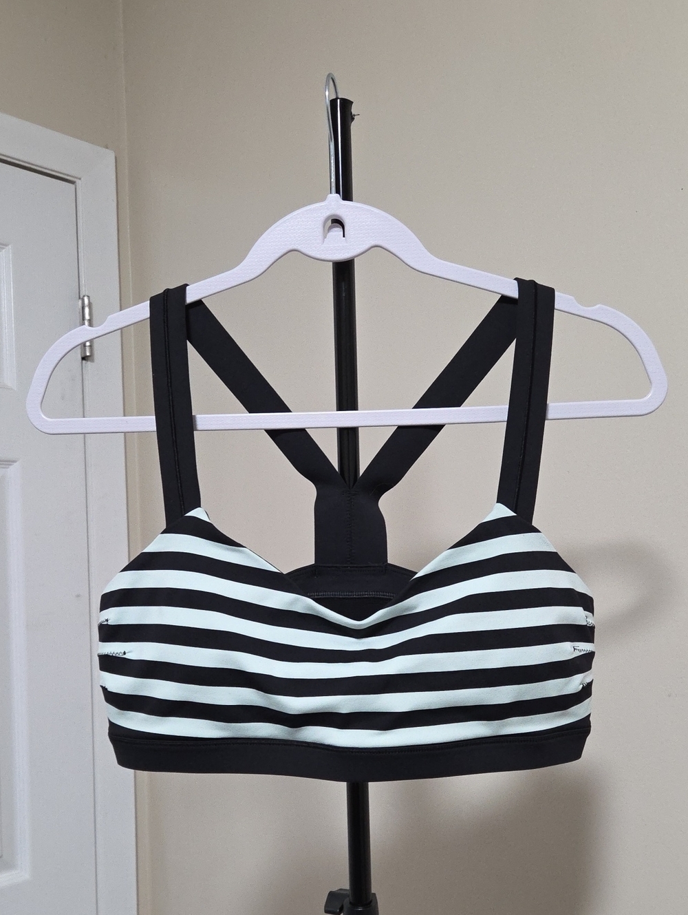 lululemon athletica Black and Mint Striped Sports Bra